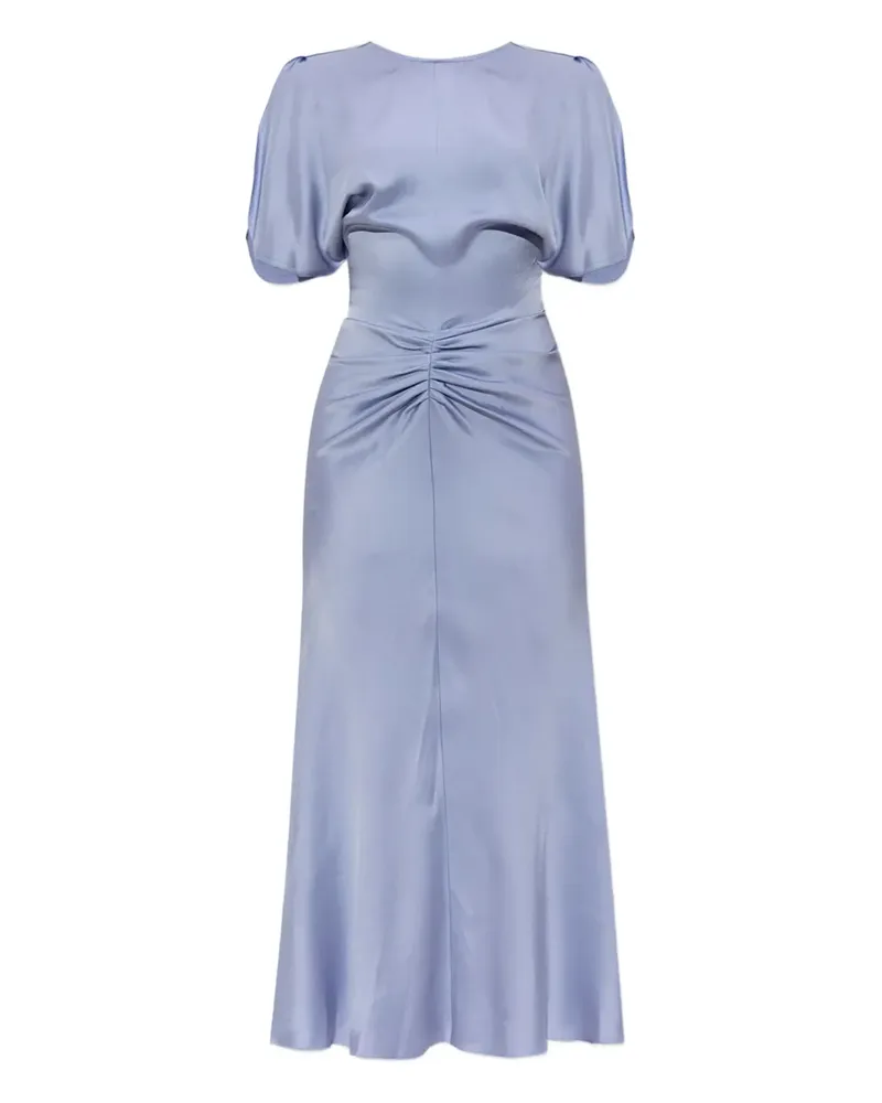 Victoria Beckham Gerafftes Kleid mit Puffärmeln - Blau Blau