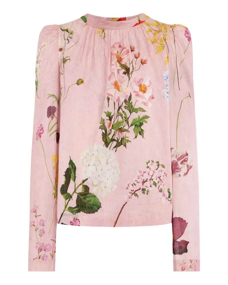 Oscar de la Renta Bluse mit botanischem Print - Rosa Rosa