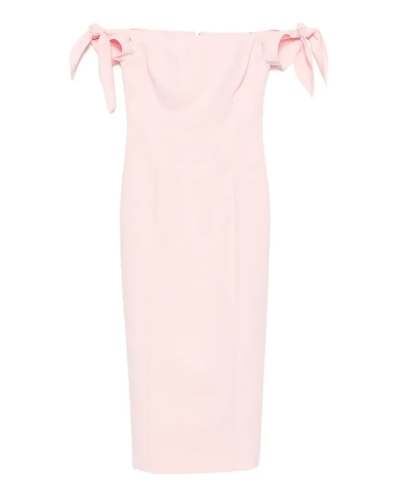 Carolina Herrera New York off-shoulder bow-detail midi dress - Rosa Rosa