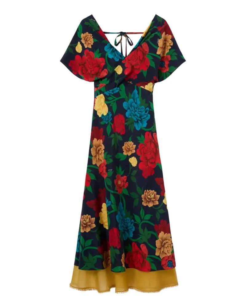 La DoubleJ Kleid in A-Linie mit Blumen - Blau Blau