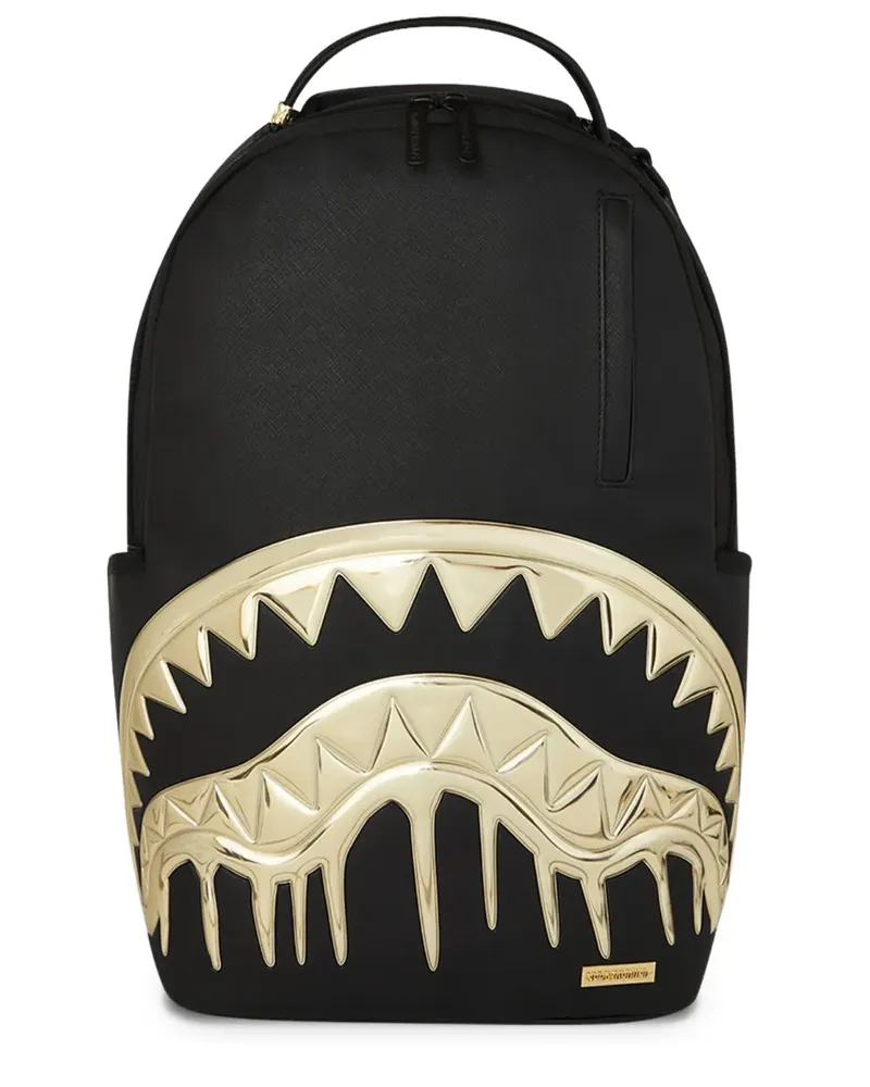 Sprayground Gold and Dangerous metallic-teeth backpack - Schwarz Schwarz
