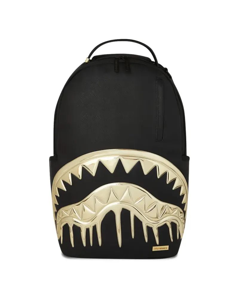 Sprayground Gold and Dangerous metallic-teeth backpack - Schwarz Schwarz