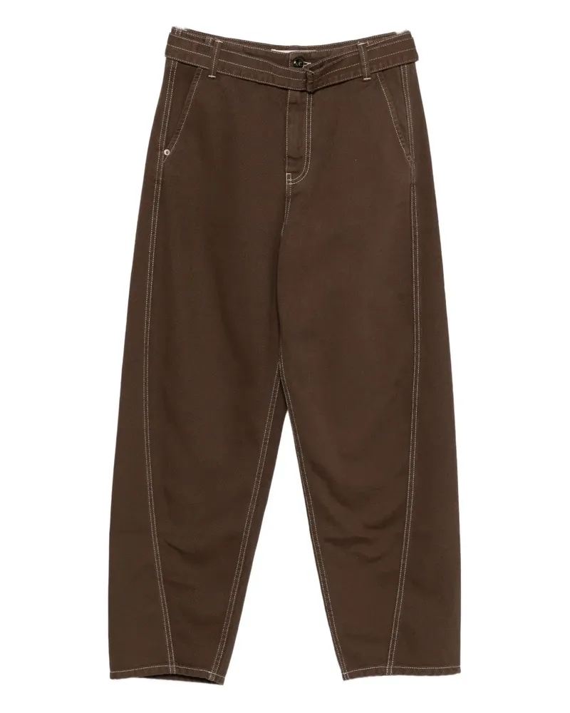 Semicouture Maria Rosabelted contrast-stitch jeans - Braun Braun