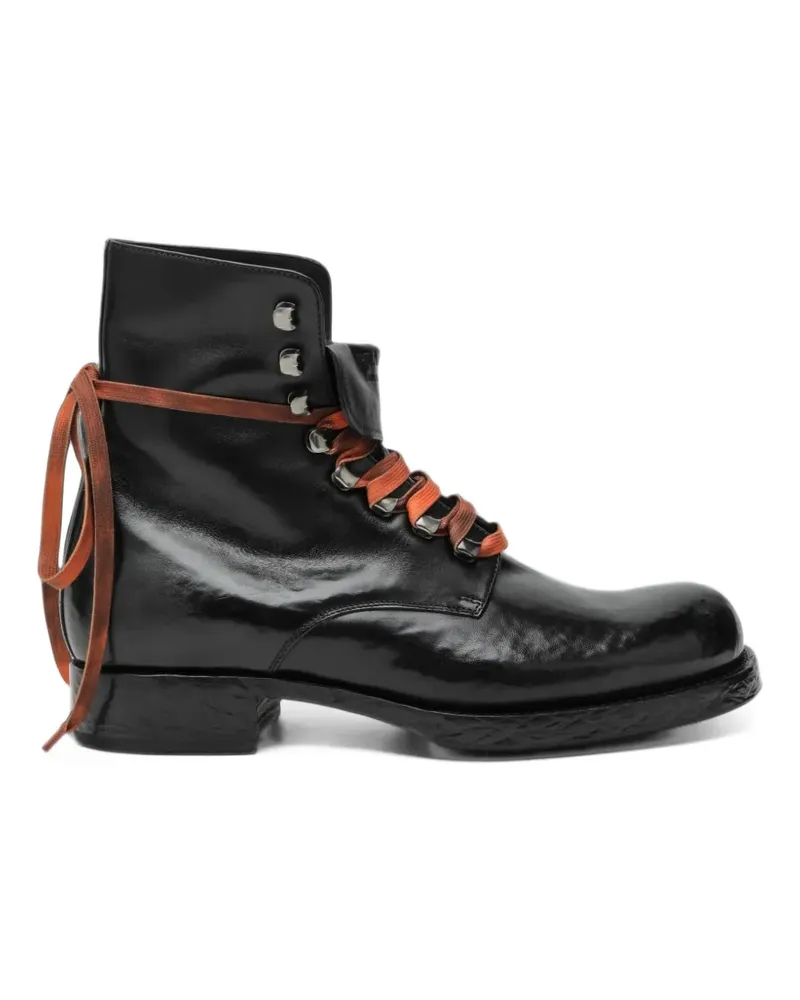 Prada leather laced booties - Schwarz Schwarz
