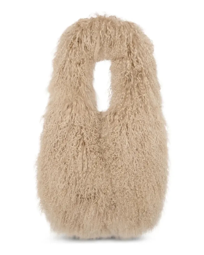 Yves Salomon Schultertasche aus Shearling - Nude Nude