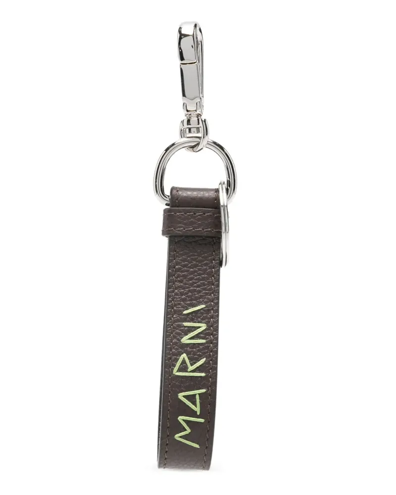 Marni logo-plaque leather keyring - Braun Braun