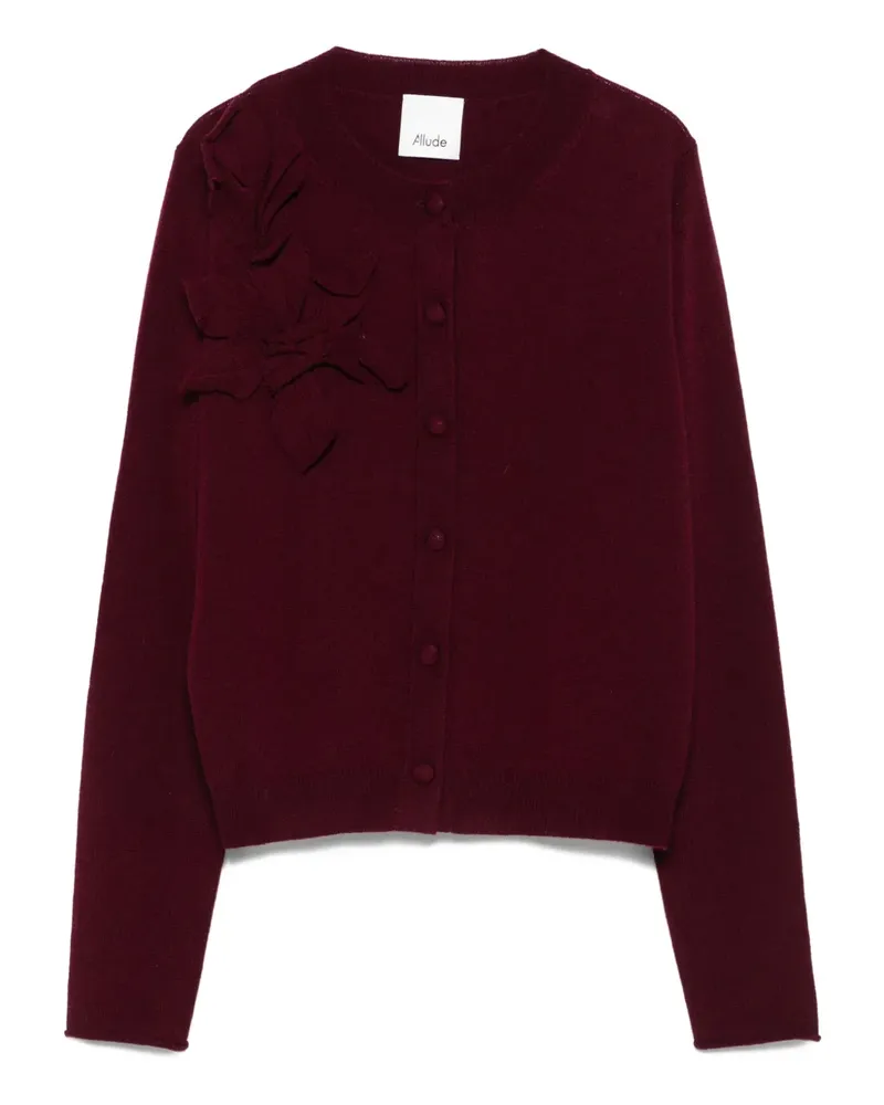 ALLUDE Geknöpfter Cardigan mit Blumendetail - Rot Rot