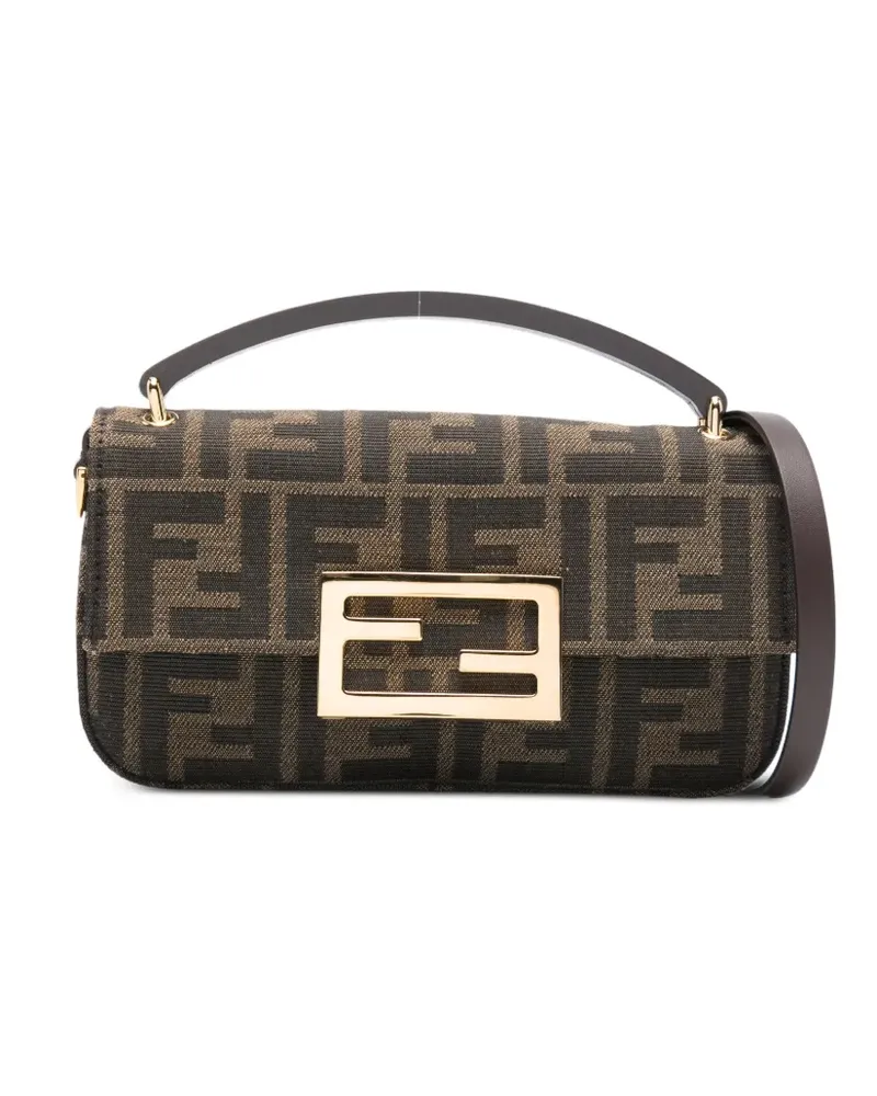 Fendi phone Baguette logo-plaque tote bag - Braun Braun