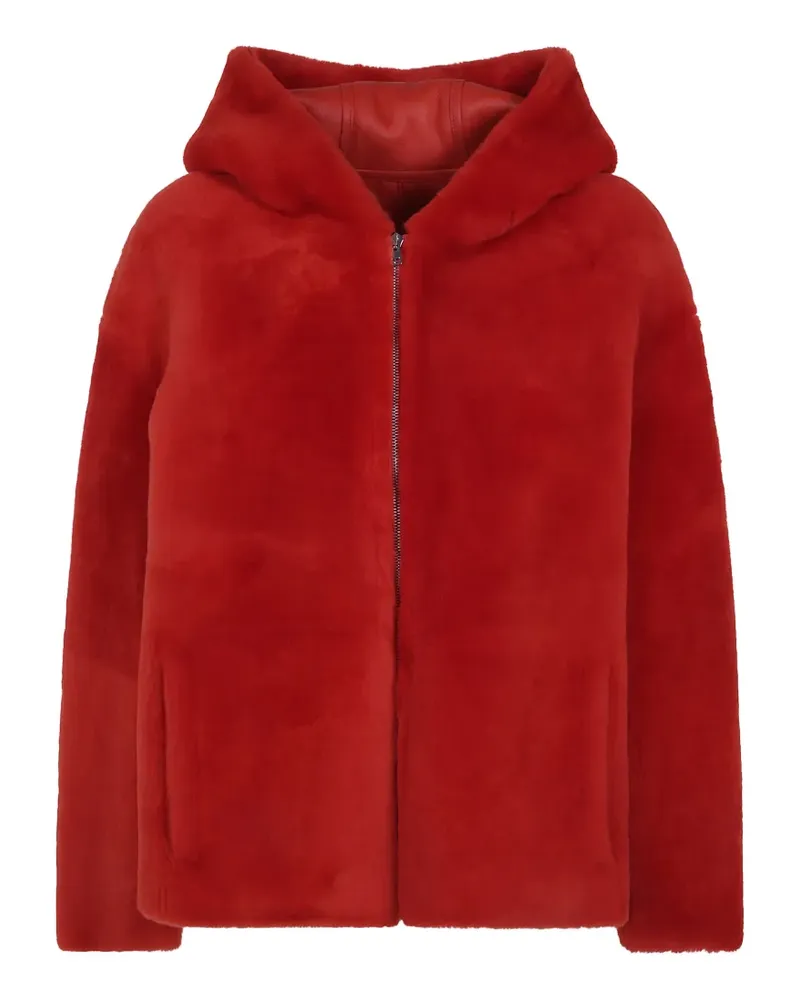 Yves Salomon Shearling-Jacke mit Kapuze - Rot Rot
