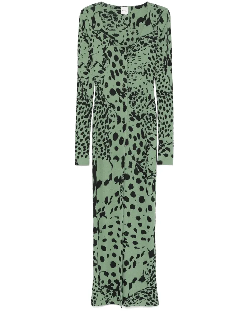 Nanushka Maxikleid mit Leoparden-Print - Grün Grün