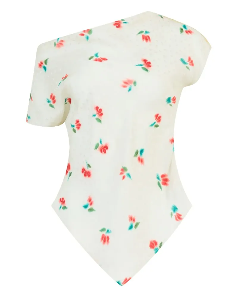 Rosie Assoulin Tulip Jacquard-T-Shirt aus Seide - Weiß Weiß