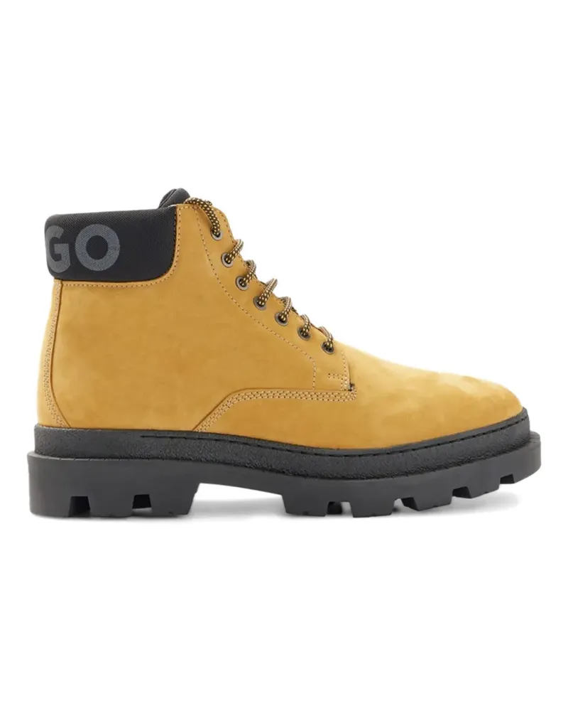 HUGO BOSS lace up logo boots - Nude Nude