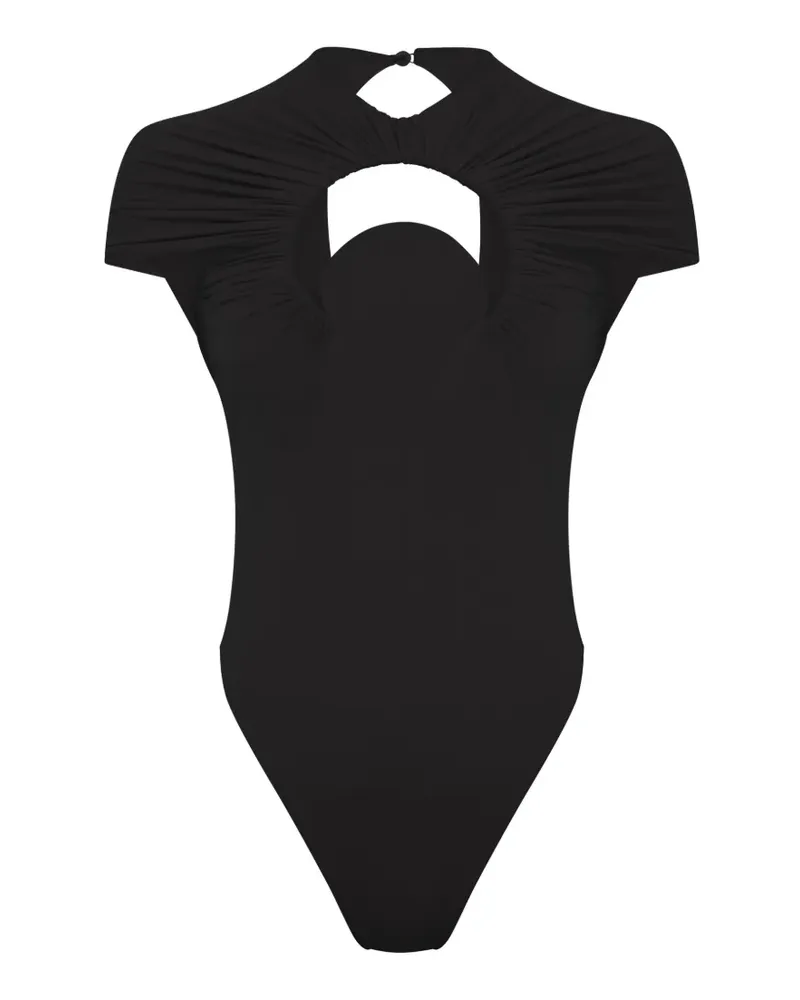 Marine Serre Moon gathered swimsuit - Schwarz Schwarz