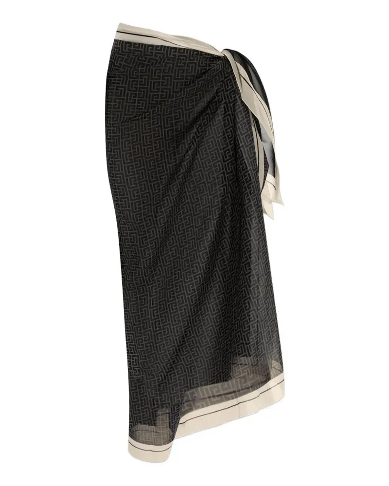 Balmain logo-patterned sarong - Schwarz Schwarz