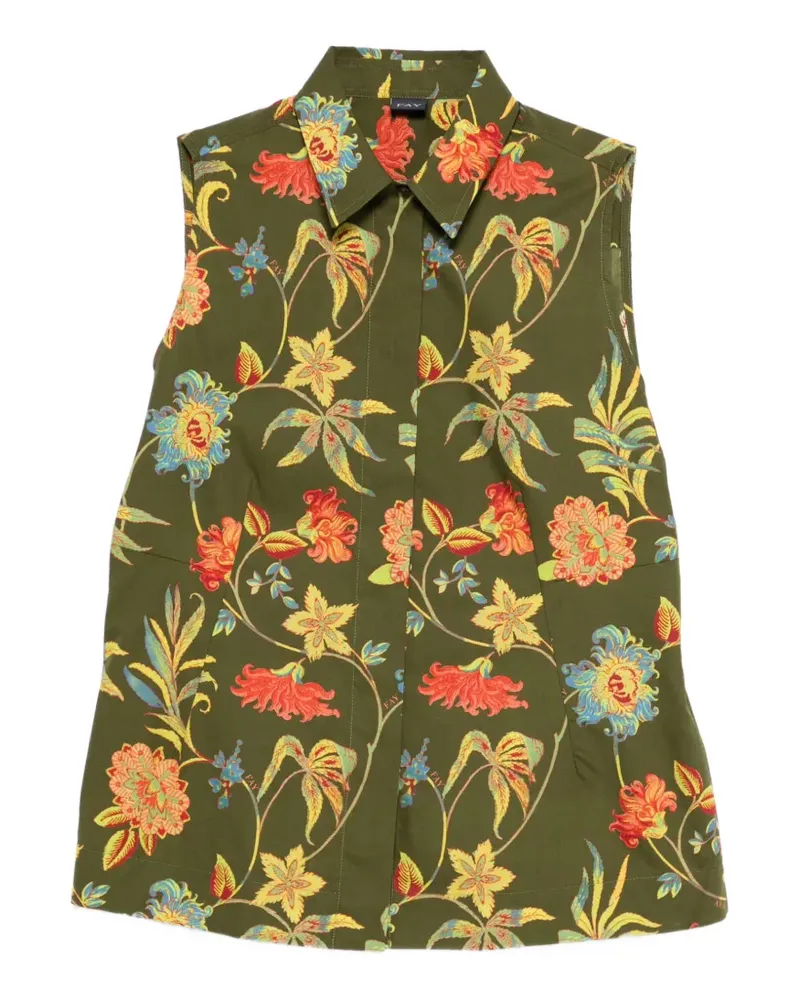 Fay Ärmelloses Hemd mit Blumen-Print - Grün Grün