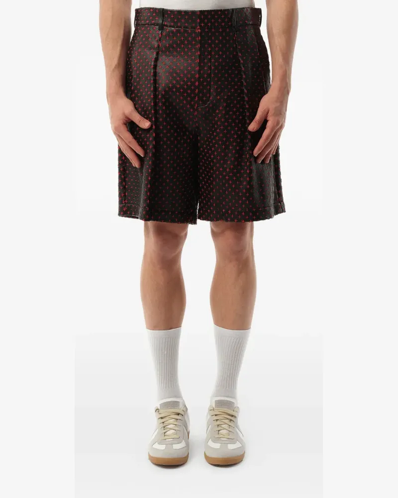 Givenchy cross-embroidered leather shorts - Schwarz Schwarz