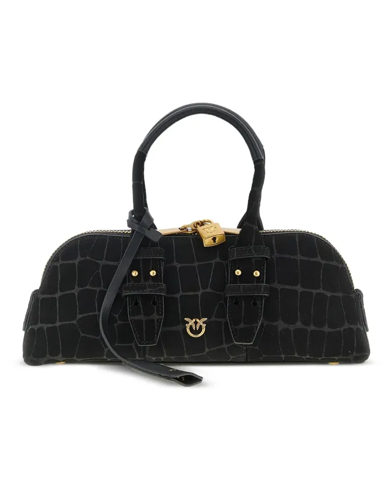 Pinko Handtasche mit Kokosnuss-Print - Schwarz Schwarz