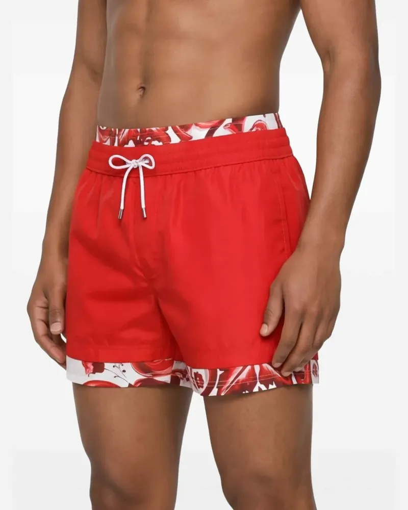 Dolce & Gabbana Badeshorts mit Majolica-Print - Rot Rot