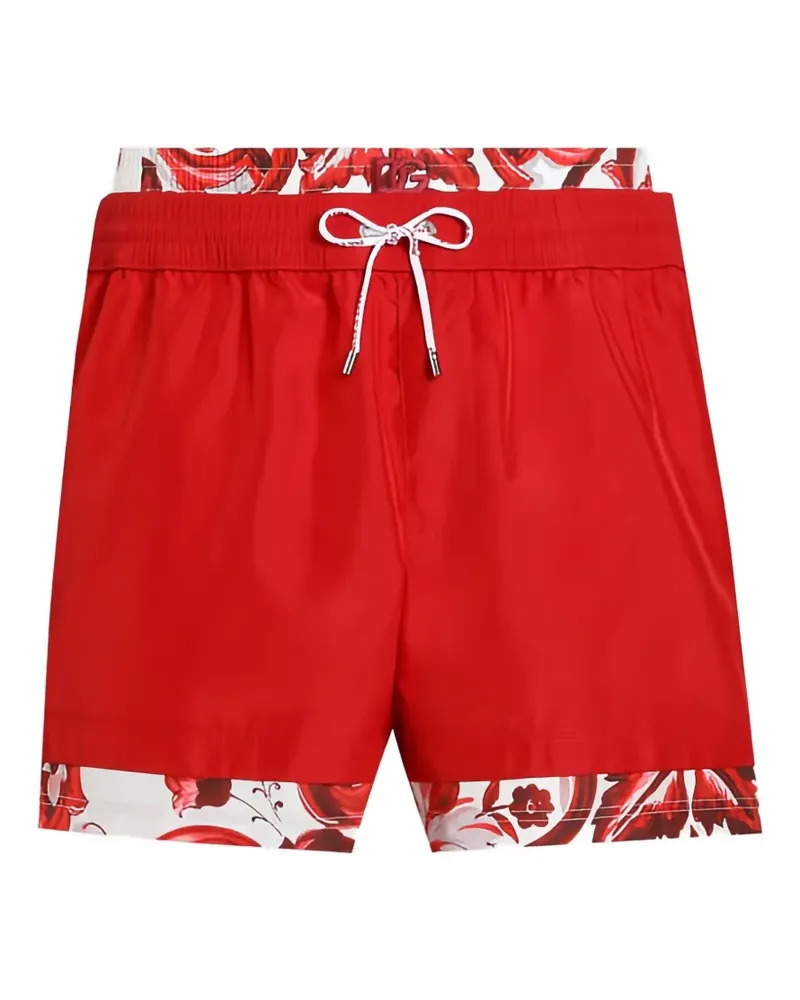 Dolce & Gabbana Badeshorts mit Majolica-Print - Rot Rot