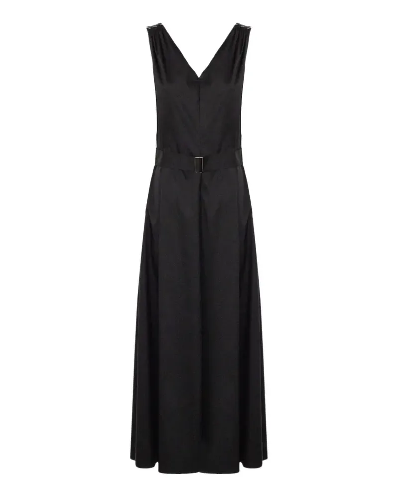 Purotatto belted pleated maxi dress - Schwarz Schwarz