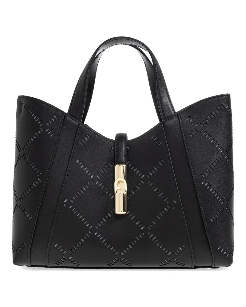 Furla Goccia laser-cut top handle small tote bag - Schwarz Schwarz