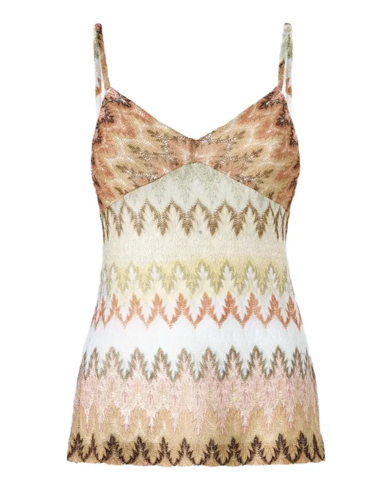 Missoni zigzag-knit tank top - Nude Nude