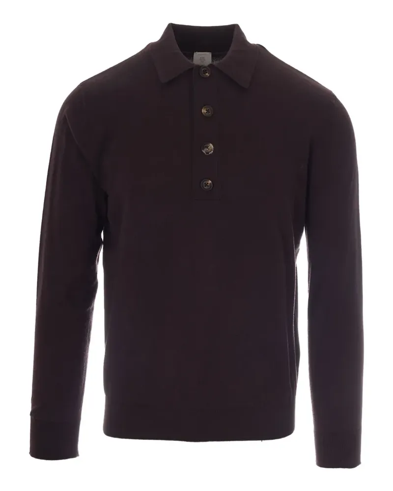 Eleventy Langärmeliges Poloshirt - Rot Rot