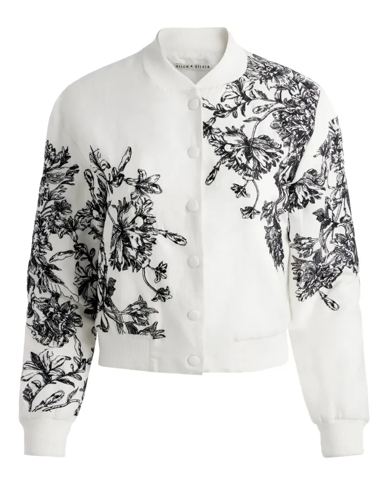 Alice + Olivia Keri Bomberjacke mit Blumenstickerei - Weiß Weiß