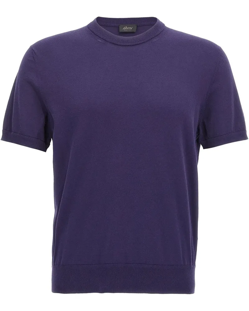 Brioni Fein gestricktes T-Shirt - Blau Blau