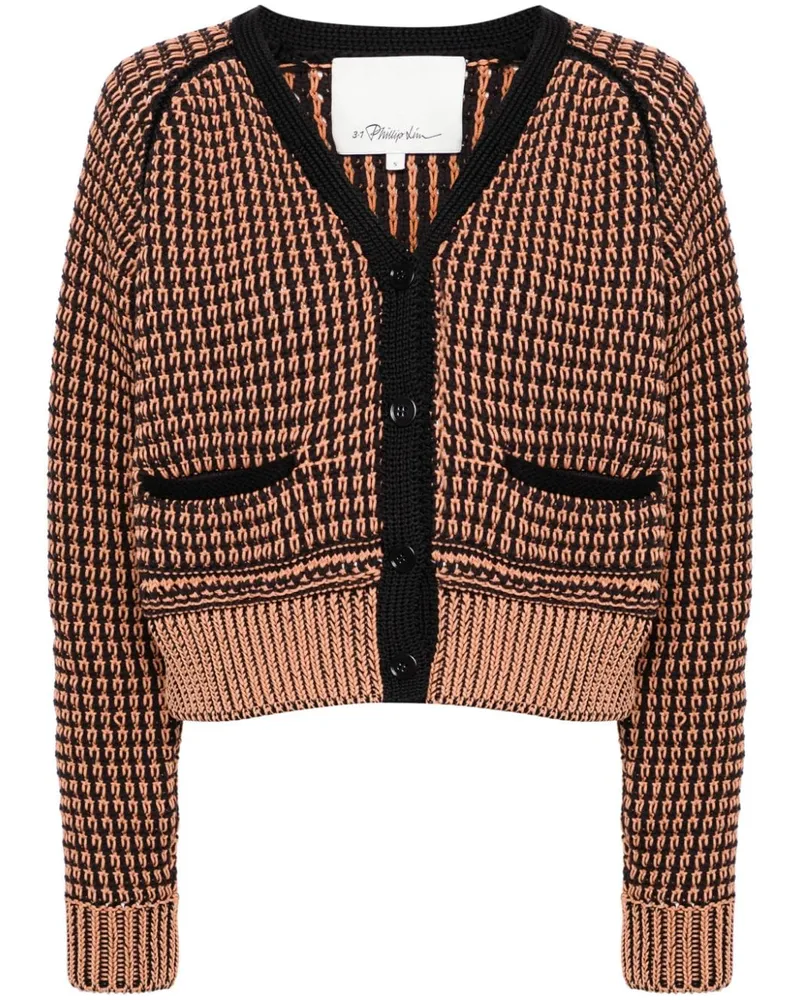 3.1 phillip lim Zweifarbiger Cropped-Cardigan - Orange Orange