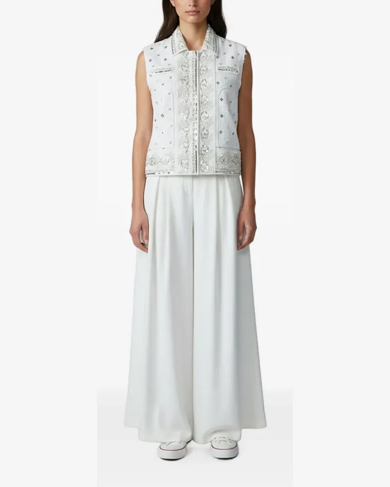 Giambattista Valli Set aus Weste und Hose mit Pailletten - Weiß Weiß