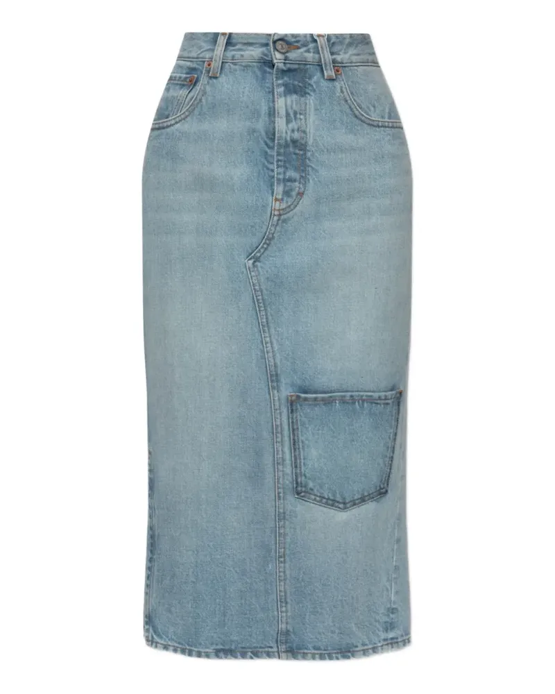 Maison Margiela Midirock mit aufgesetzter Tasche hinten - Blau Blau