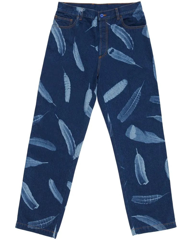 Marcelo Burlon | County of Milan Feathers Straight-Leg-Jeans Blau