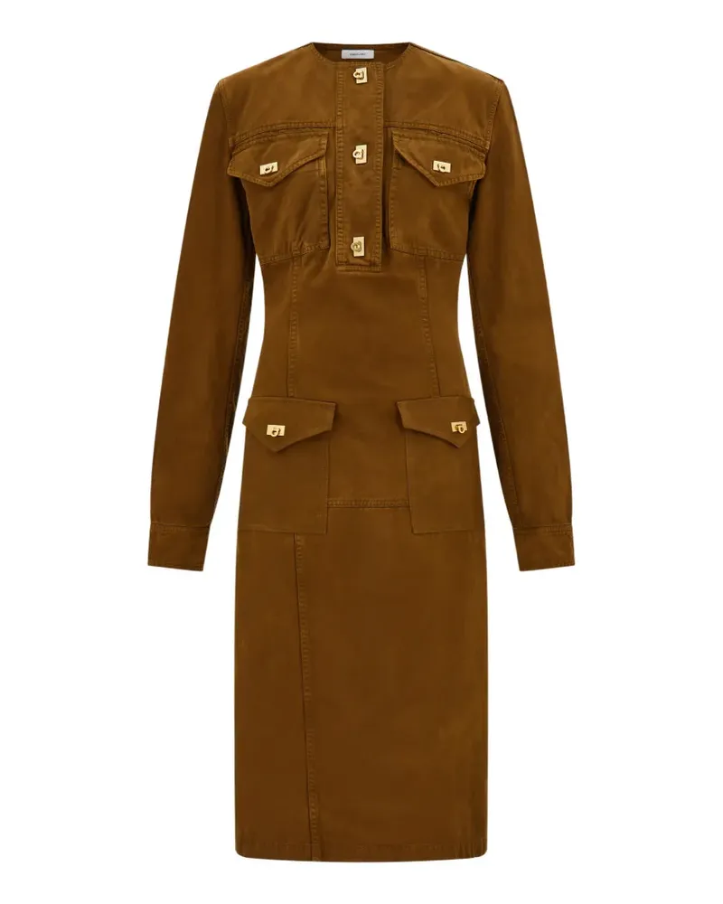 Ferragamo washed gabardine midi dress - Braun Braun