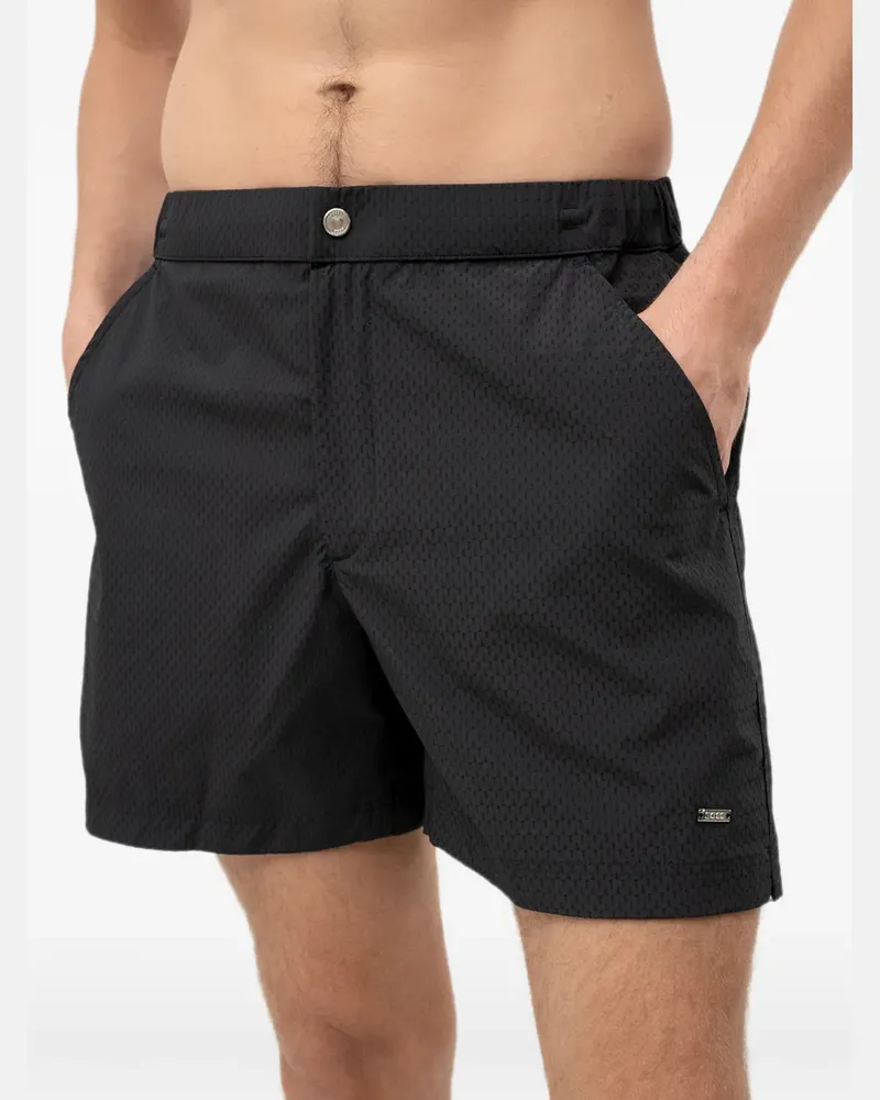 HUGO BOSS monogram-print swim shorts - Schwarz Schwarz