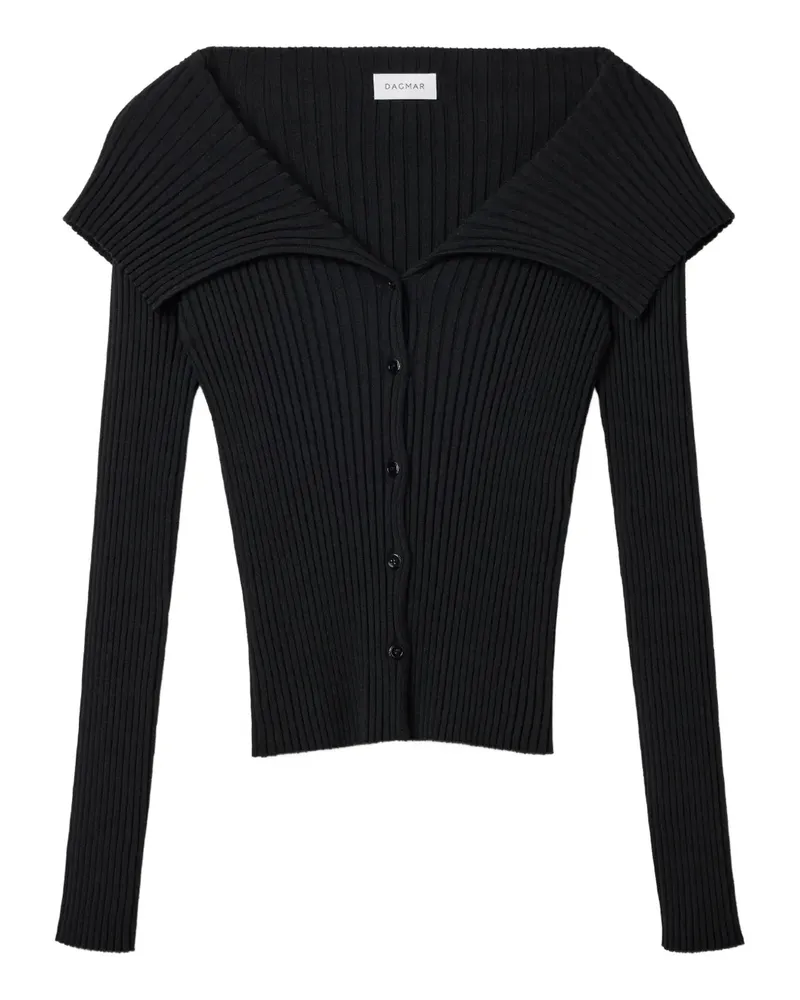 House of Dagmar Gerippter Merinocardigan - Schwarz Schwarz