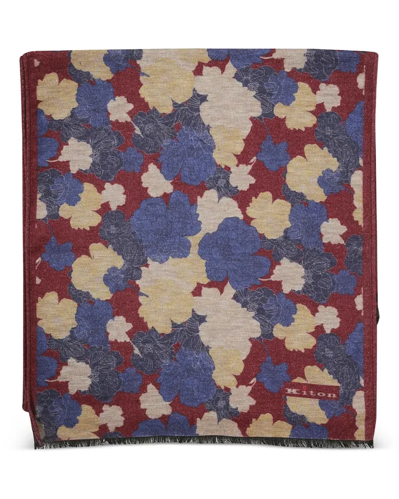 Kiton Schal mit Blumen-Print - Rot Rot