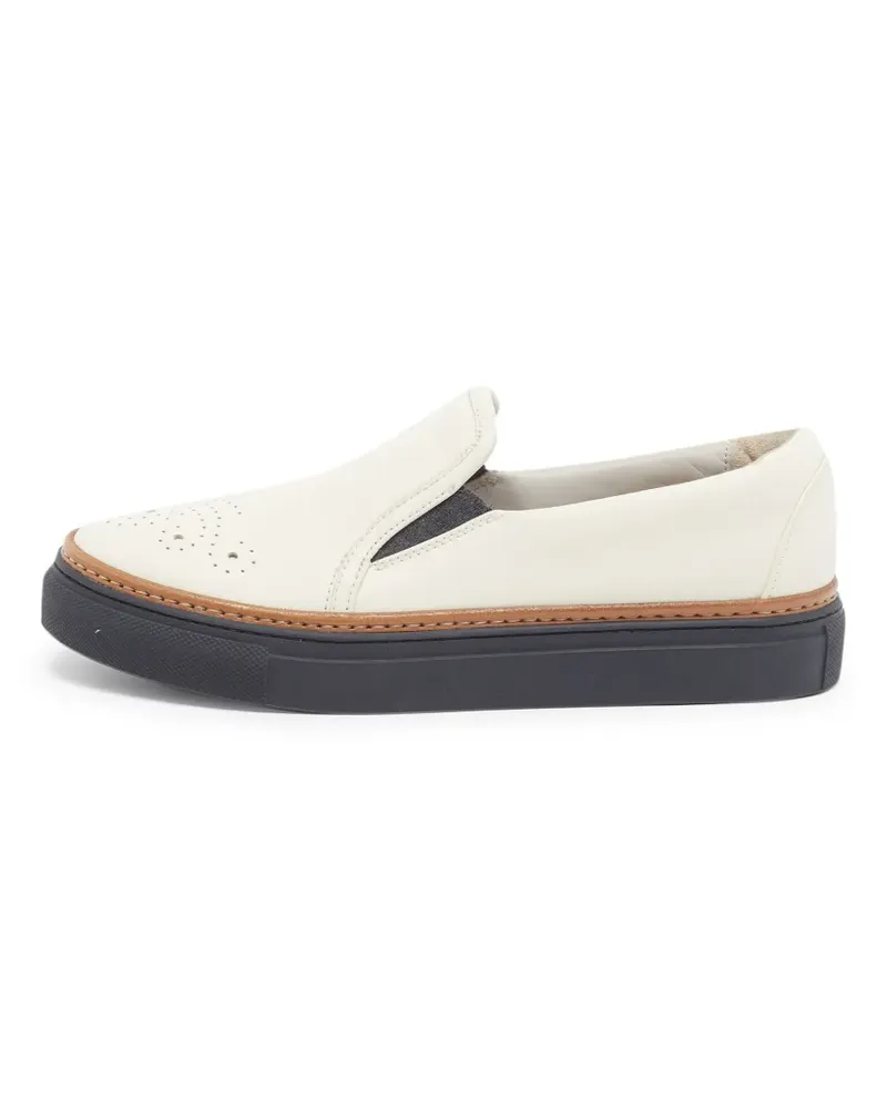 Brunello Cucinelli perforated slip-on sneakers - Nude Nude