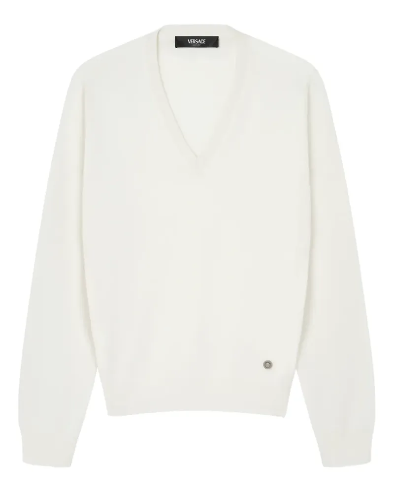 Versace Pullover mit V-Ausschnitt - Weiß Weiß