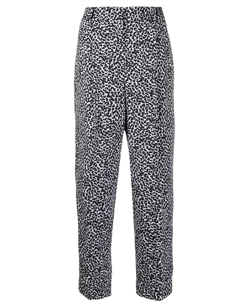 Michael Kors Gerade Hose mit Leo-Print - Schwarz Schwarz