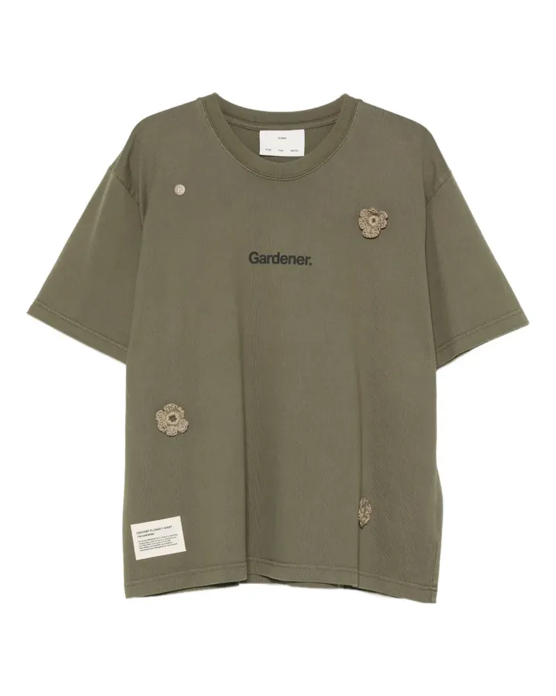 Song For The Mute x Birkenstock floral-patch T-shirt - Grün Grün