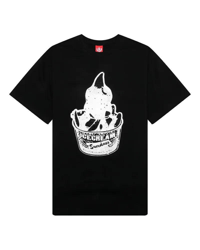 ICECREAM gleam-print T-shirt - Schwarz Schwarz
