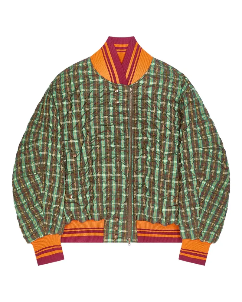 Dries van Noten Oversized-Bomberjacke aus Seersucker - Grün Grün
