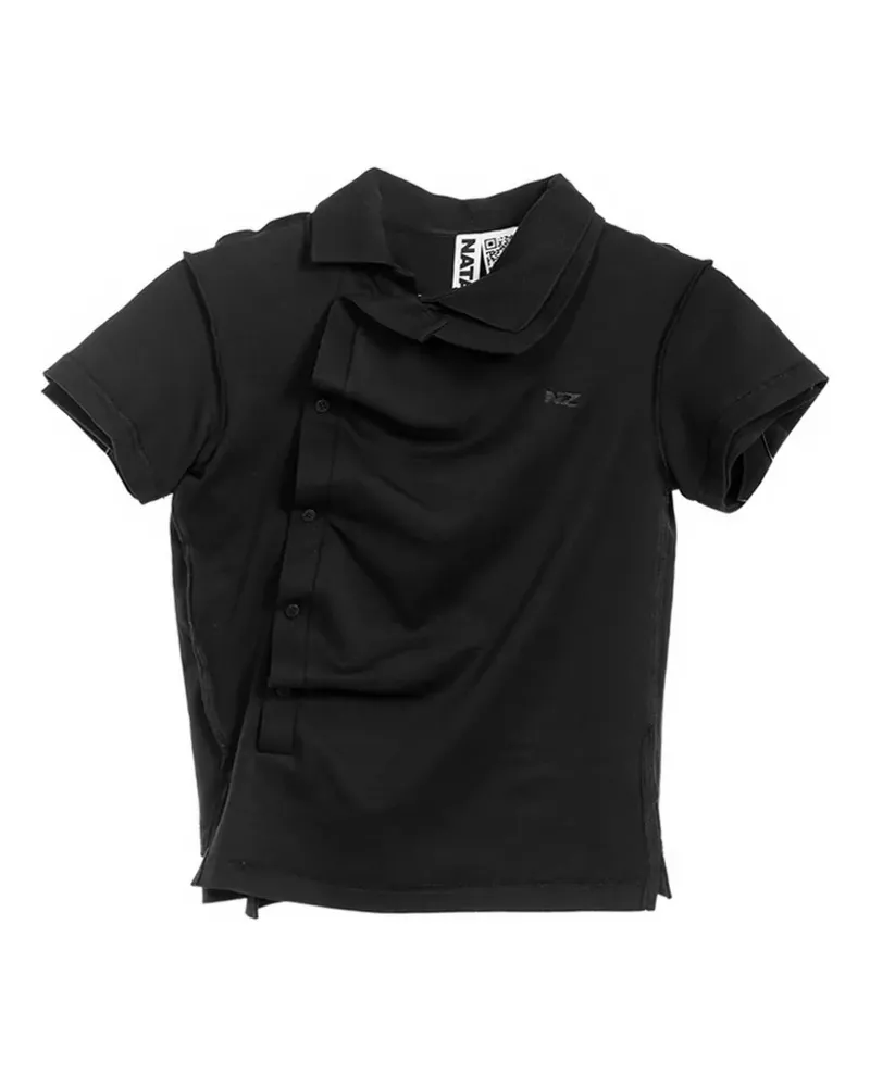 Natasha Zinko shrunken layered-effect polo shirt - Schwarz Schwarz