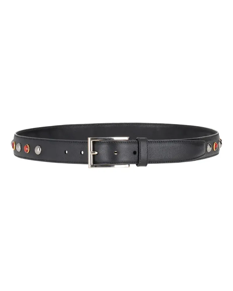 Prada Saffiano crystal-embellished belt - Schwarz Schwarz