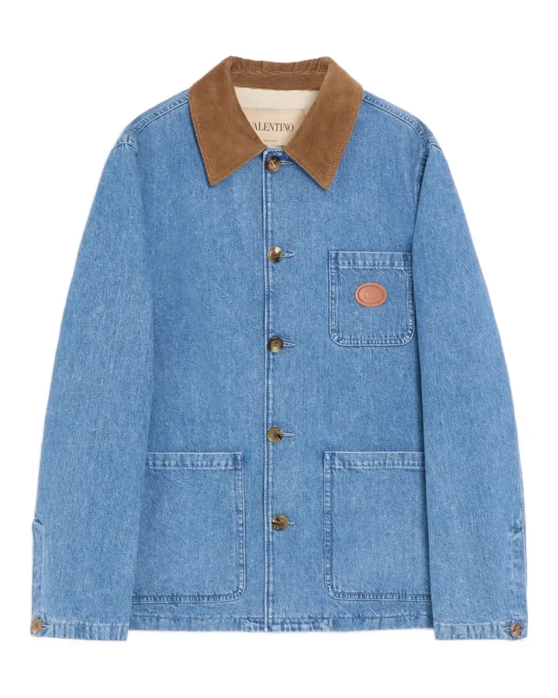 Valentino Garavani Jeanshemdjacke mit VLogo-Patch - Blau Blau