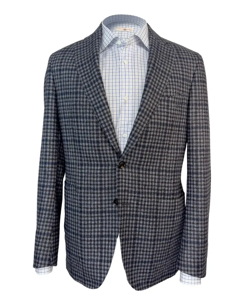 Luciano Barbera check single-breasted suit jacket - Blau Blau