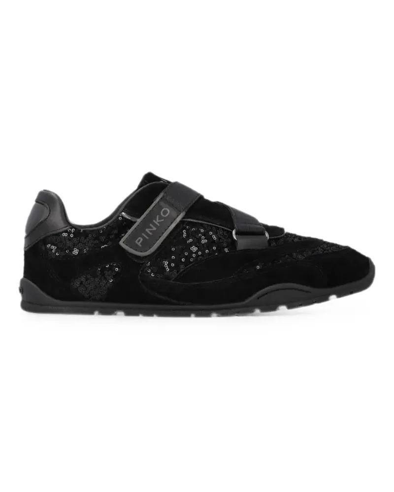 Pinko Sneakers mit Klettverschluss und Pailletten - Schwarz Schwarz