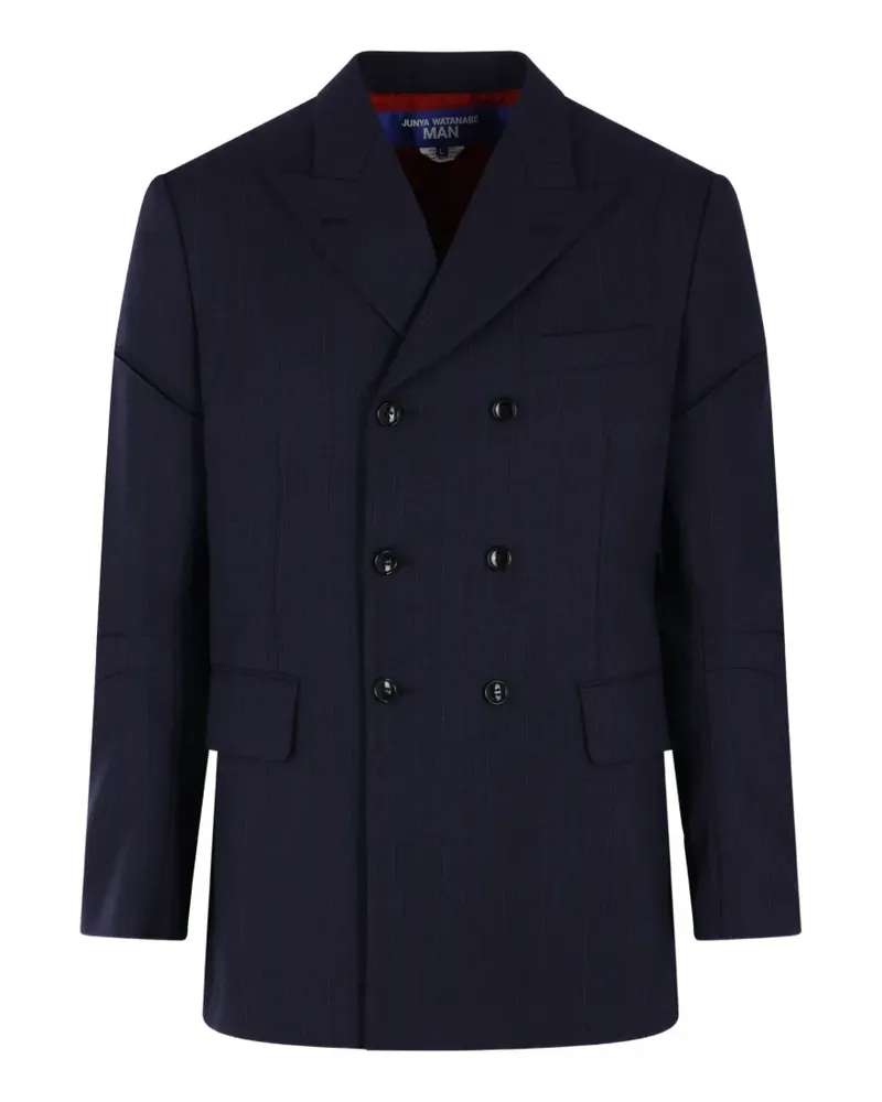 Junya Watanabe pinstriped double-breasted jacket - Blau Blau