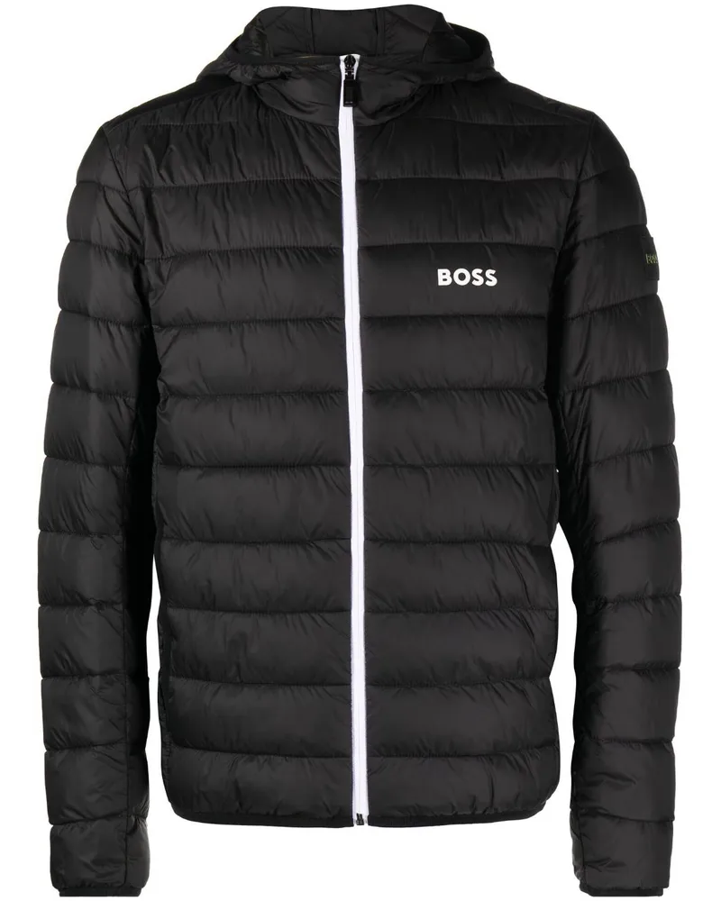 HUGO BOSS Gefütterte Jacke mit Logo-Print - Schwarz Schwarz
